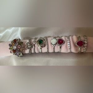 10 JCPenney Sterling Silver Rings with Pink and Red Accents